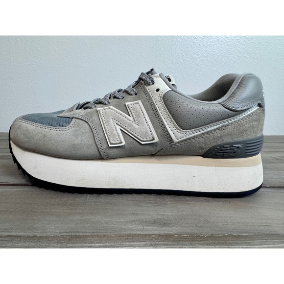 New Balance Shoes - New Balance 574+ Platform Sneakers Grey White WL574ZBA Womens 11 Chunky Shoe